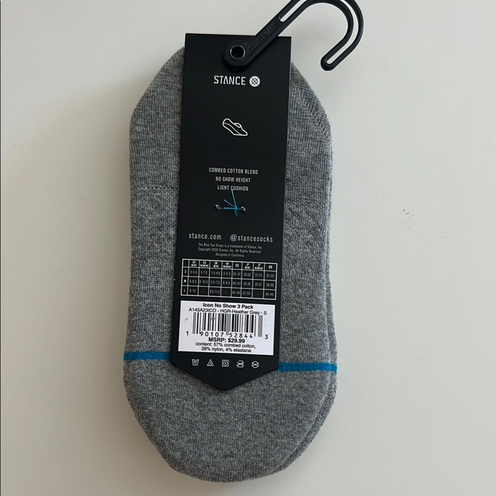 Stance No Show Gray and Blue Casual Socks with Comfort Bands - Picture 5 of 7
